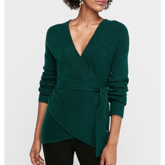 Wrap Front Sash Tie Tunic Sweater 